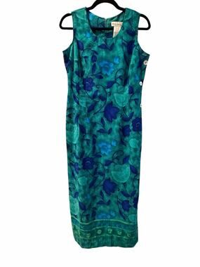Vintage Miss Dorby 90s Floral Midi Dress Sz 8 Cottagecore Artsy Resort Lagenlook